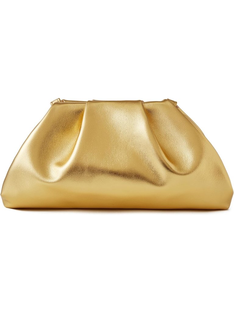 Women’s Metallic Gold Cloud Clutch Dumpling Crossbody Clutch Purse Evening Bag